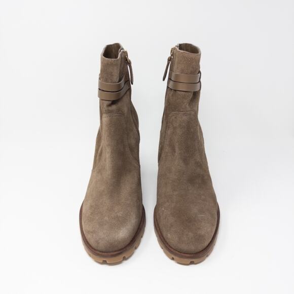 Tory Burch Leigh 90mm Lug Sole Boots River Rock Suede Womens 10 - Picture 4 of 7